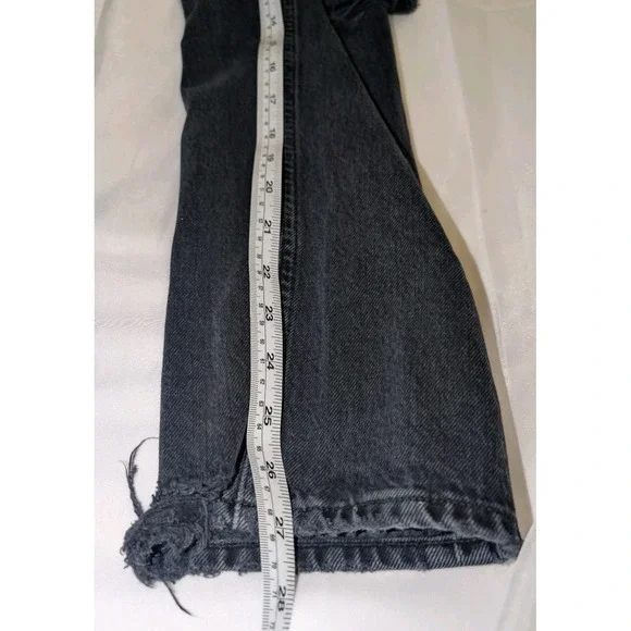 AGOLDE Riley High Rise‎ Straight Crop Jeans Tag Size 26  Black Distressed - Picture 5 of 9